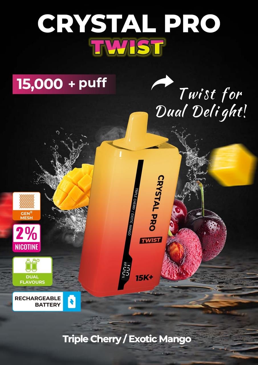 Crystal Pro Plus Twists 15000 Puff Refillable & Rechargeable Vape Device