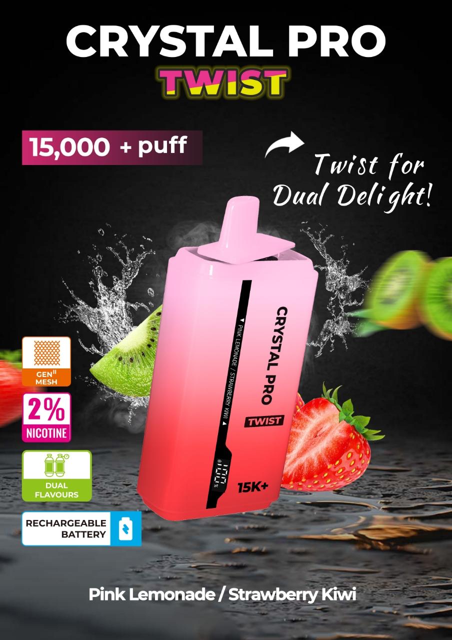 Crystal Pro Plus Twists 15000 Puff Refillable & Rechargeable Vape Device