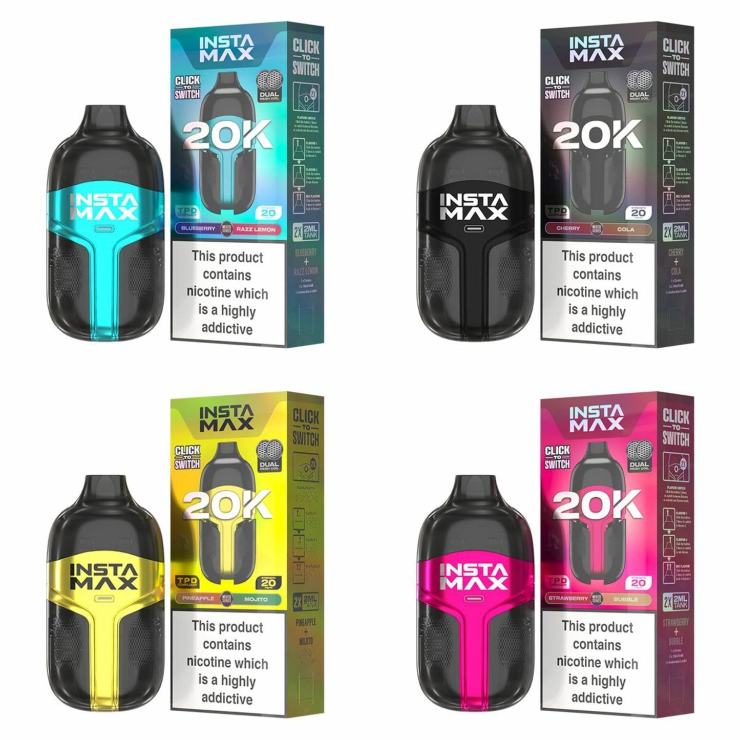Insta Max 20,000 Puff Pre Filled Vape - Boxes 20mg