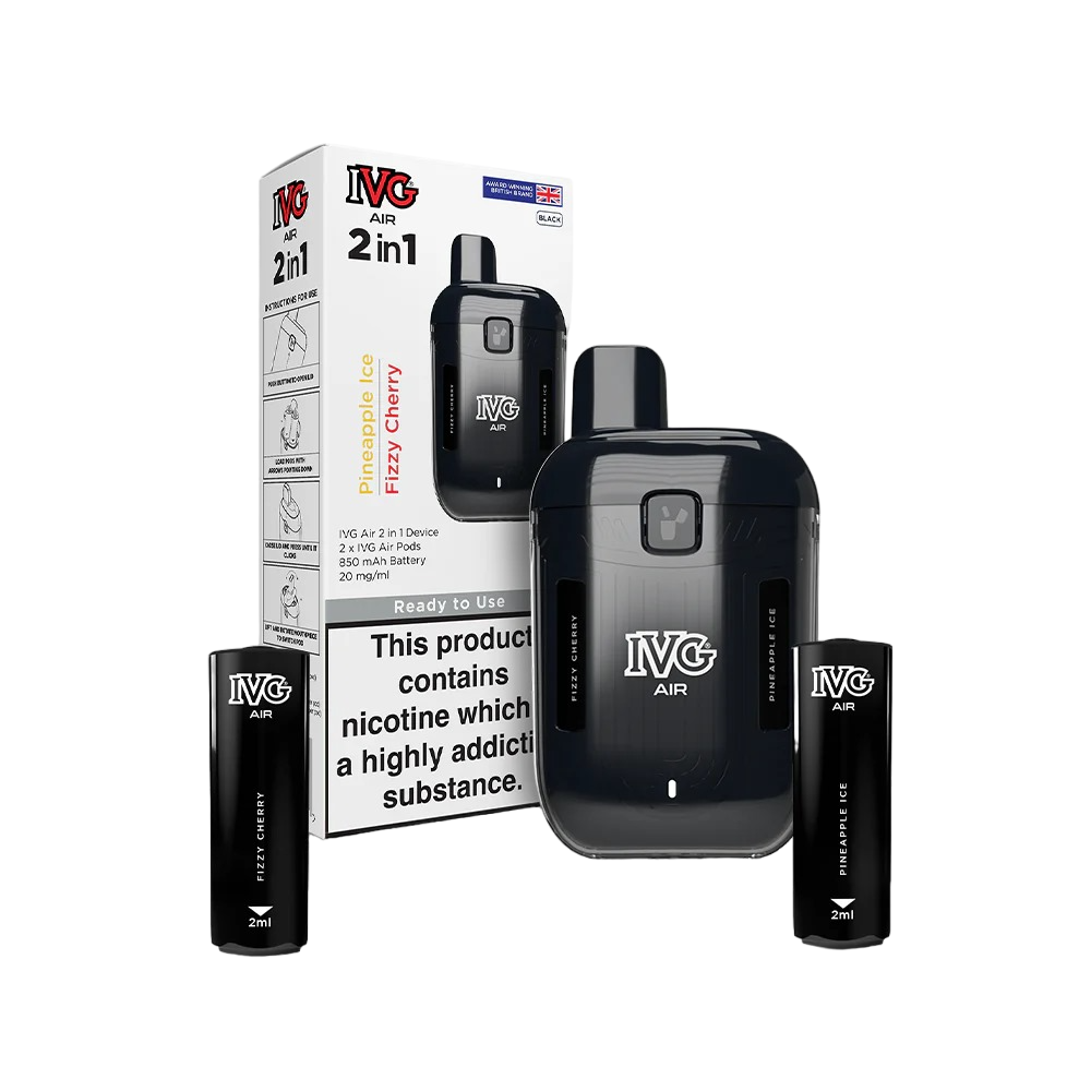 IVG AIR 2IN1 1200 Disposable Vape Kit 20mg Black Edition