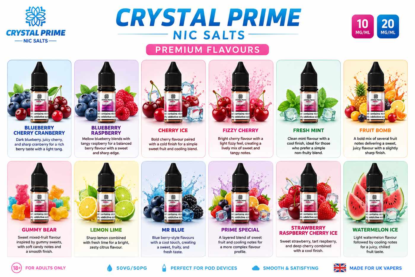 Crystal Prime Flavours Available