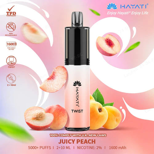 Hayati Twist 5000 Puff Disposable 20mg Juicy Peach