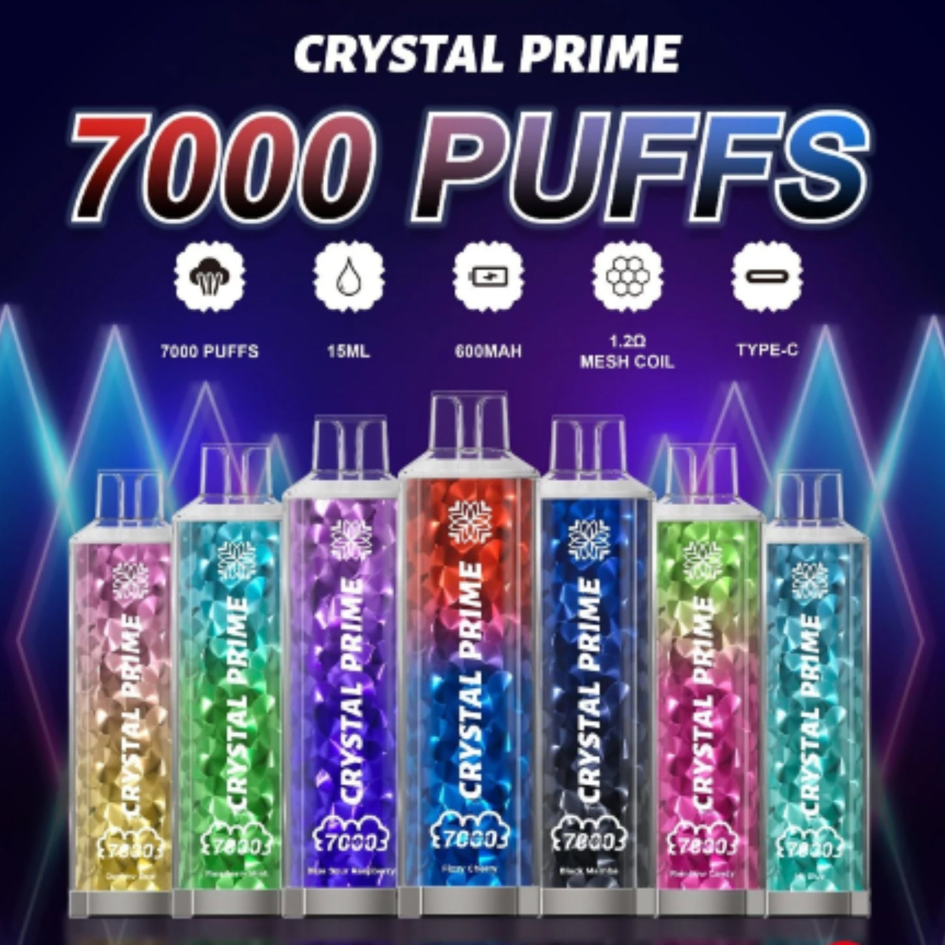 Crystal Prime 7000 Disposable Vape - Box of 10