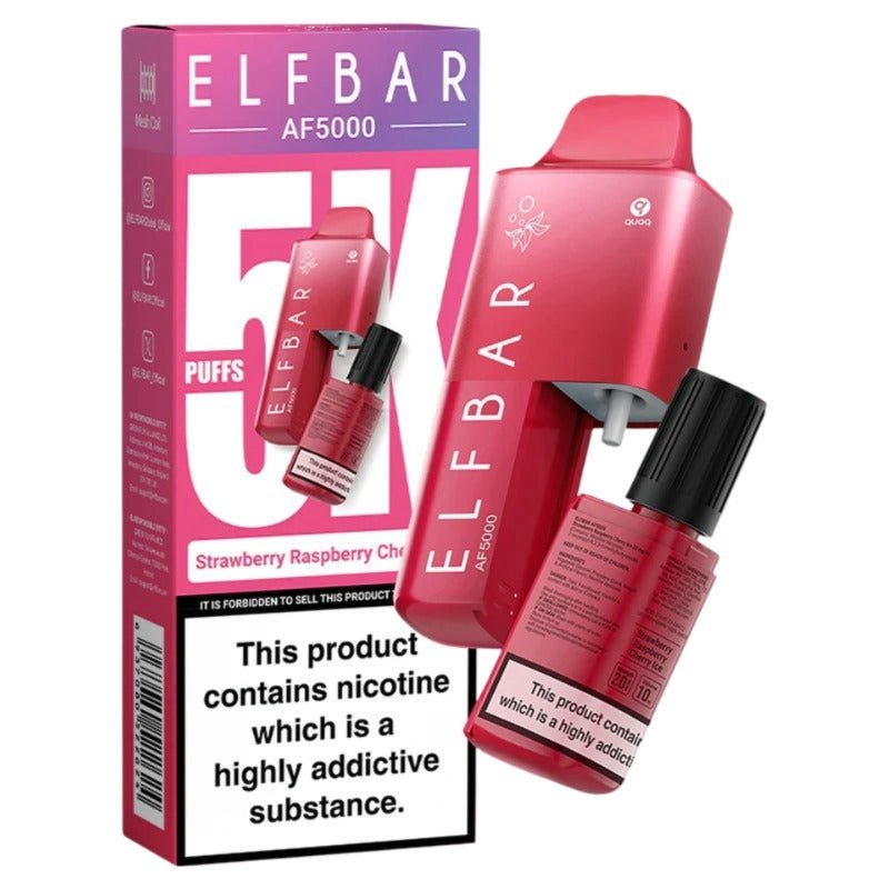 ELF BAR AF5000 Disposable Vape Kit 20mg Strawberry Raspberry Cherry Ice