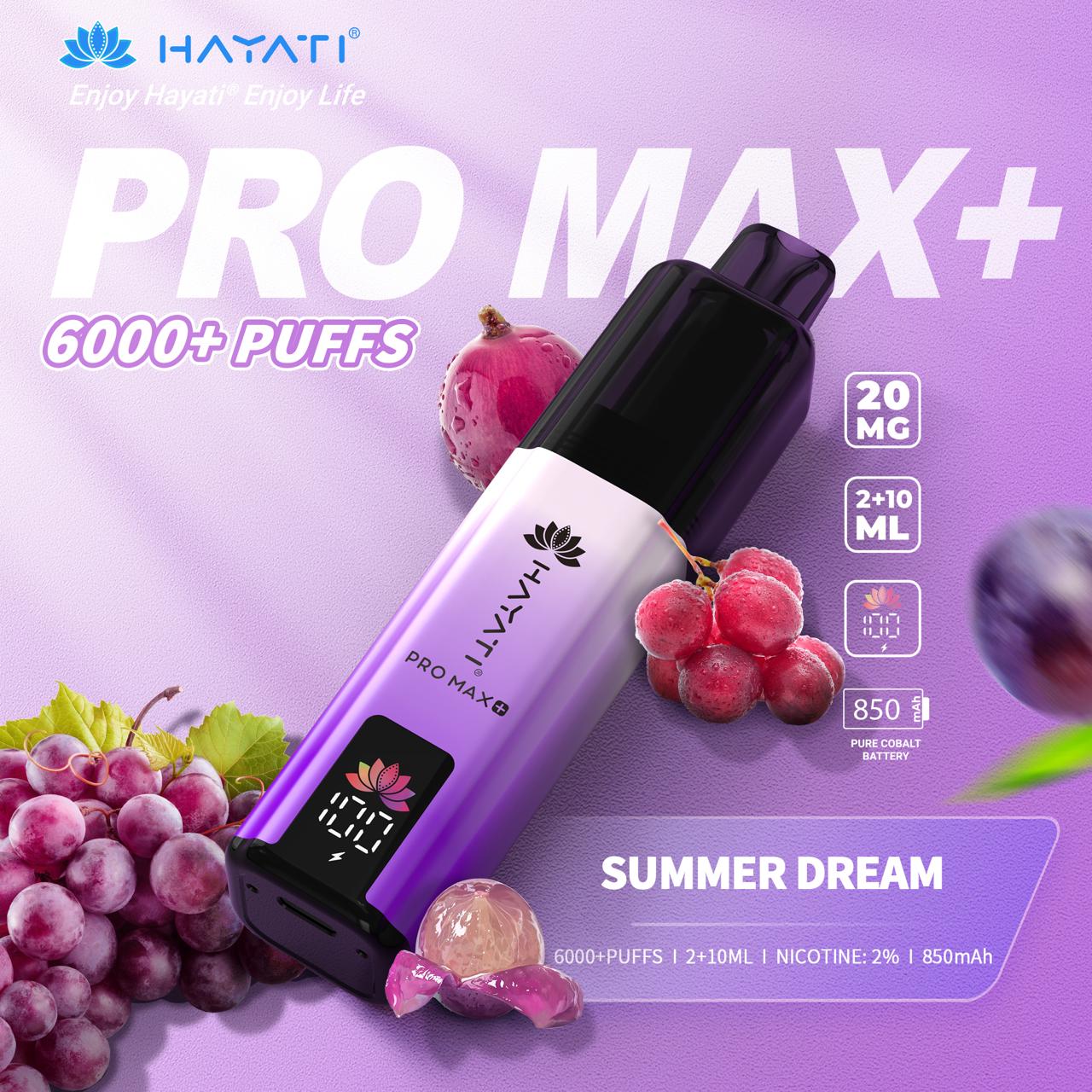 Hayati Pro Max Plus 6000 Puffs Pre-filled Vape 20mg - Box of 10