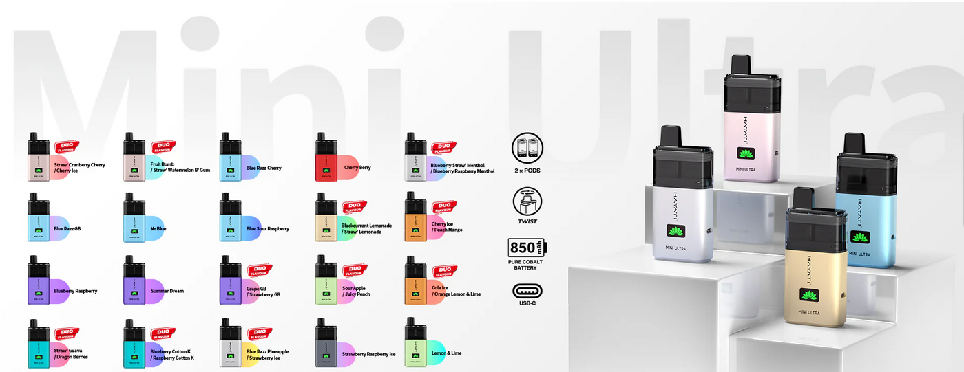 Hayati Mini Ultra 1500 Prefilled Pod Kit Flavours