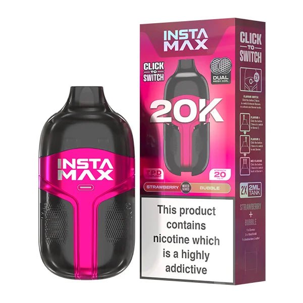 Insta Max 20,000 Puff Disposable Vape - 20MG Strawberry / Bubble