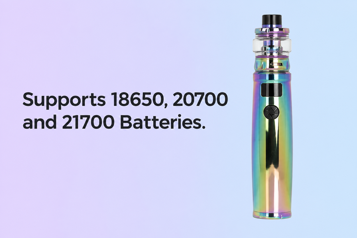 Supports 18650, 20700 and 21700 Batteries