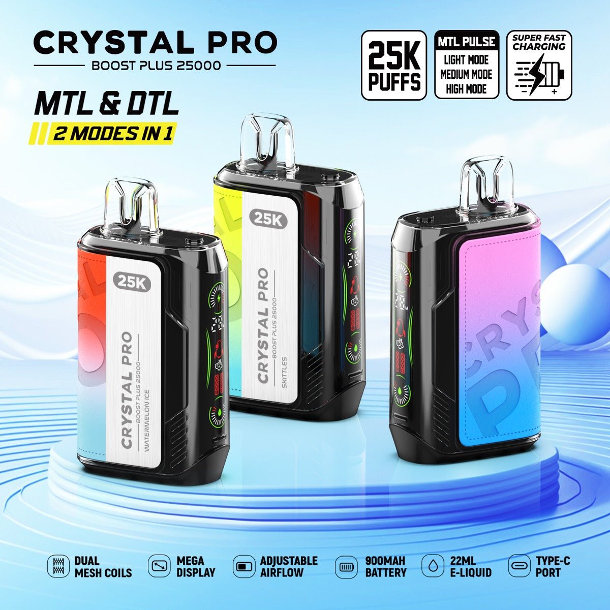 (Pre Order) Crystal Pro Boost Plus 25,000 Puff 20mg Disposable Vape