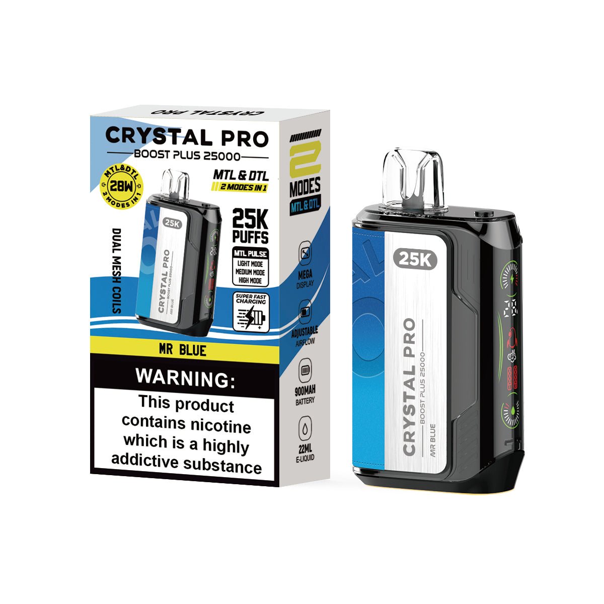 (Pre Order) Crystal Pro Boost Plus 25,000 Puff 20mg Disposable Vape