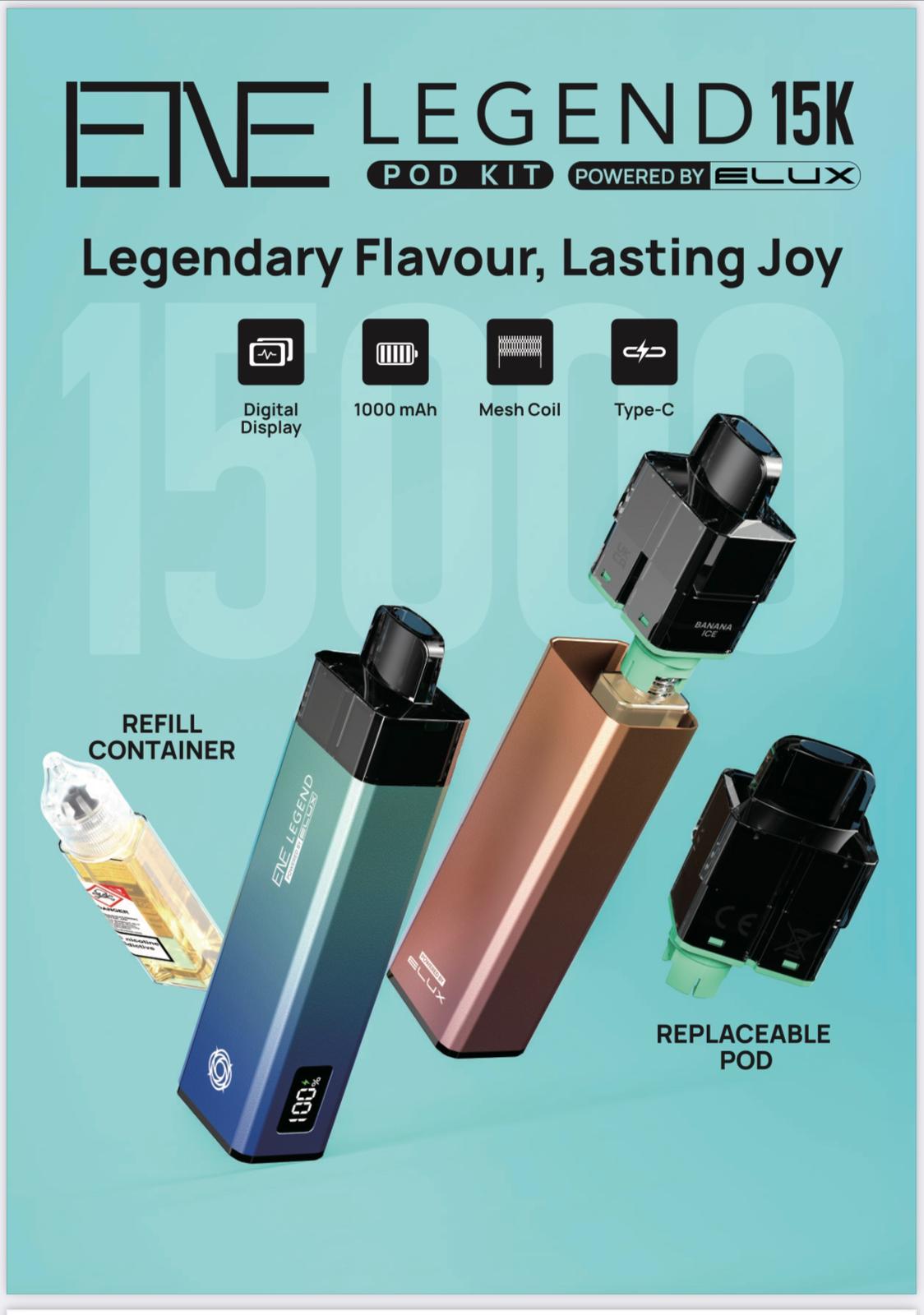 Shop Elux ENE Legend 15k Pod Vape Kit Pack of 5 - Elux ENE Legend 15k Vape Pod Kit Pack of 5 Simbavapes - Vape Blaze