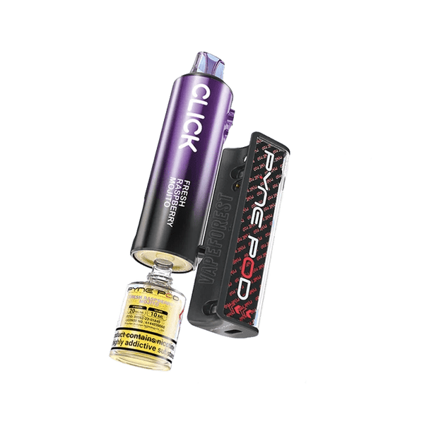 Shop Pyne Pod Click 10k Replacement Pods - Pyne Pod Click 10k Disposable Vape Box of 5 - Fresh Raspberry Mojito - vapeukwholesale - Vape Blaze