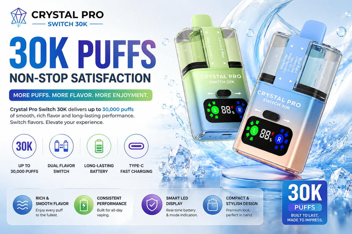 Up to 30,000 Puffs for Extended Vaping