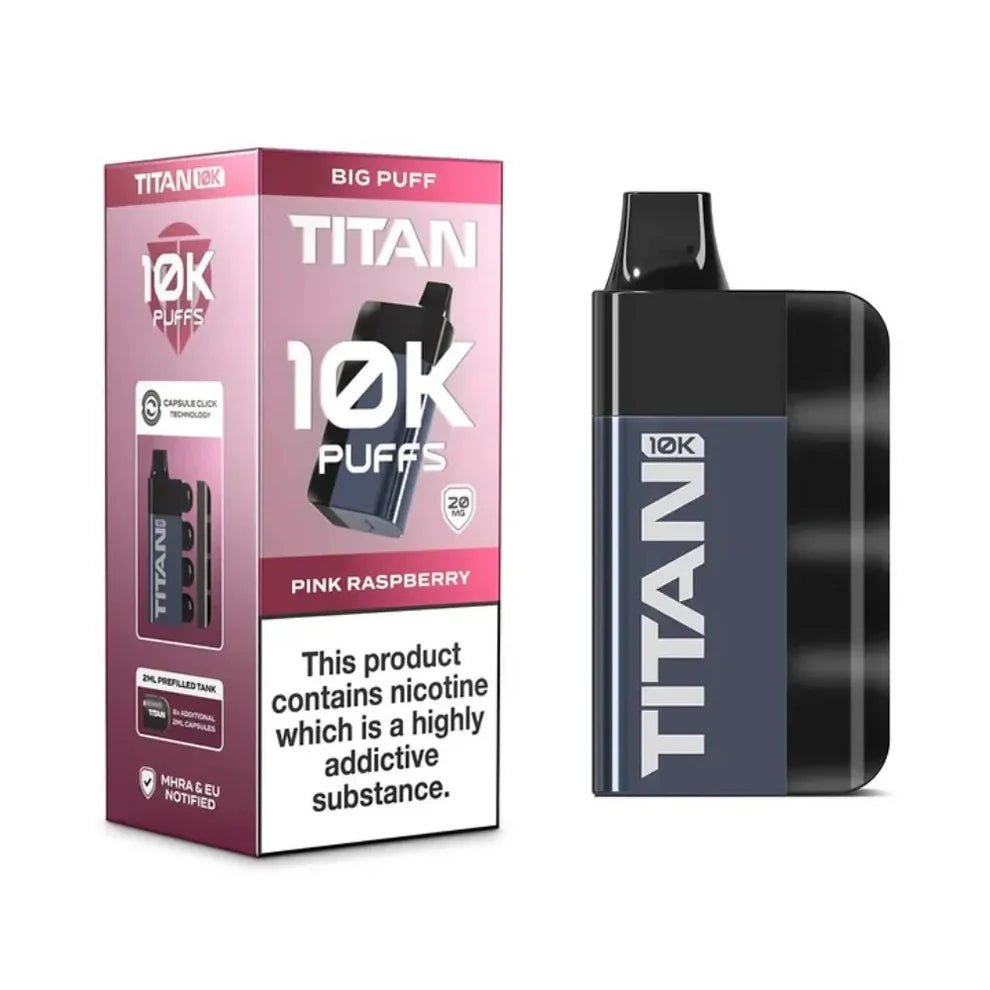 TITAN 10k Prefilled Disposable Pod 20mg Pink Raspberry