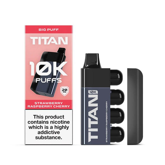 TITAN 10k Prefilled Disposable Pod 20mg Strawberry Raspberry Cherry