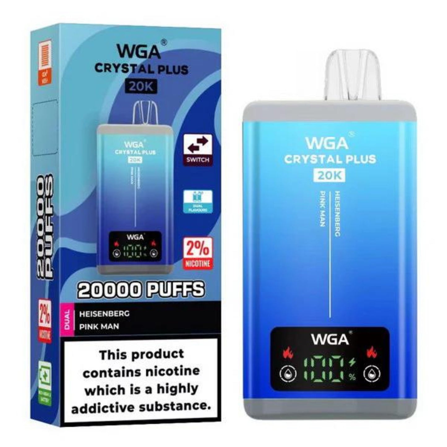 WGA Crystal Plus 20,000 Vape 2-in-1 Rechargeable - Boxes