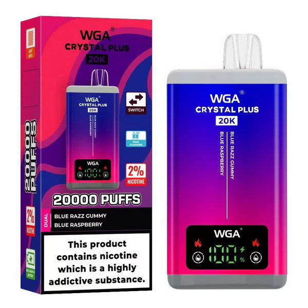 WGA Crystal Plus 20,000 Vape 2-in-1 Rechargeable Blue Razz Cherry / Fizzy Cherry