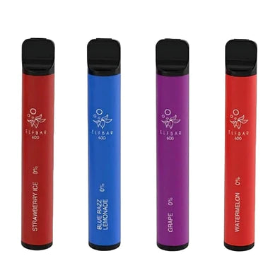 0% Nicotine - Elf Bar 600 Puffs Disposable Vape Pod Device - Box of 10